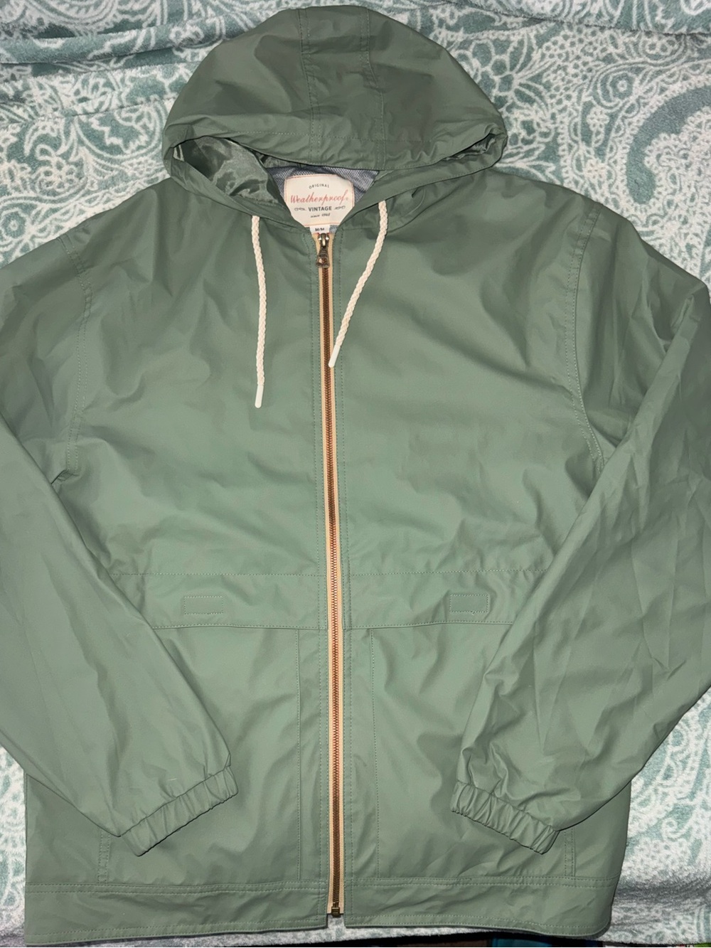 Weatherproof Sage Green Hooded Windbreaker